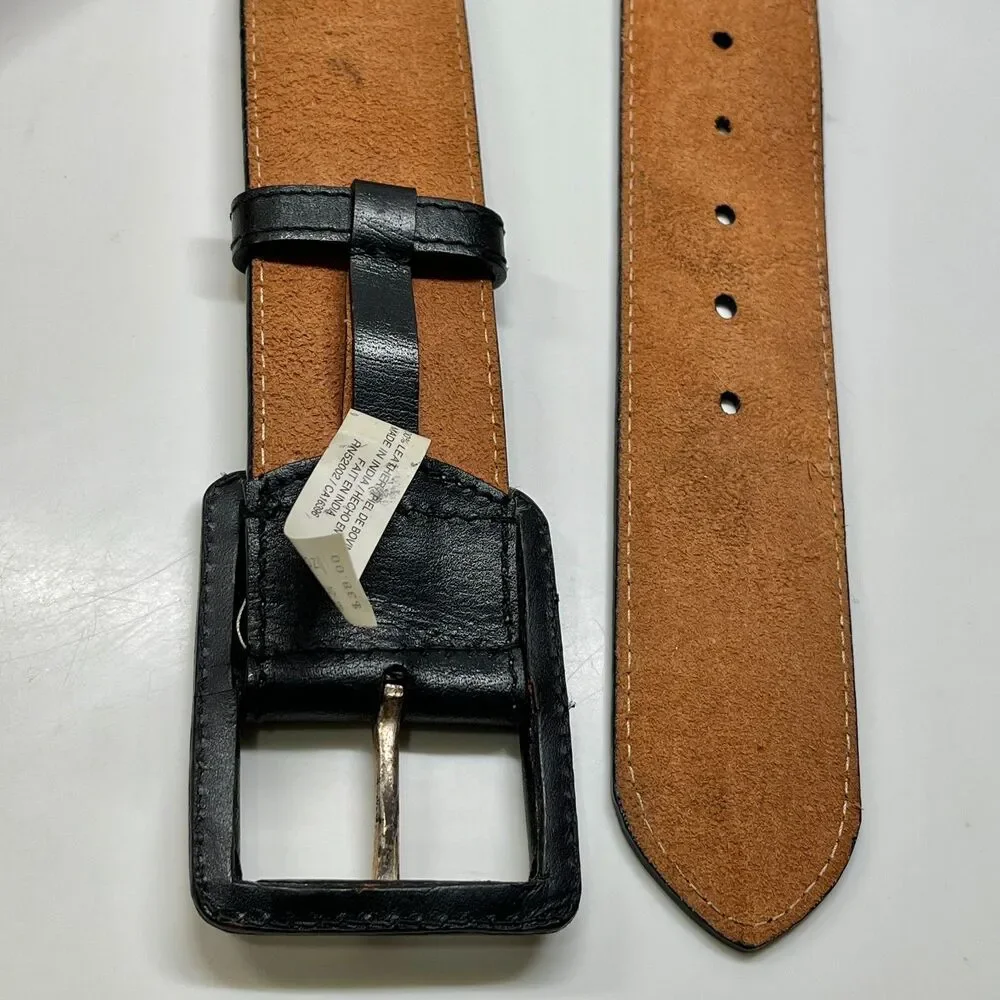 Vintage Liz Claiborne Black Leather Wide Womens Belt Size Small 30 Solid India